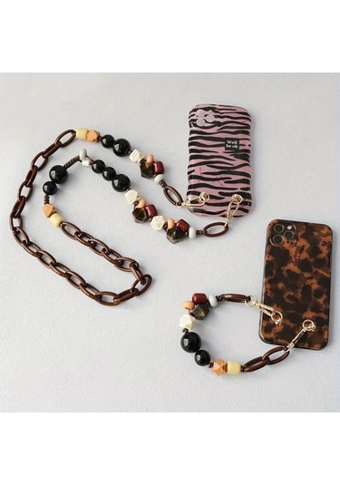 Fochsia 25.2 İnç Akrilik Boncuk Zincir Moda Ahşap Bileklik Çıkarılabilir Askı Aksesuar Çapraz Body Çanta Kayışı Dıy Cüzdan Yapımı