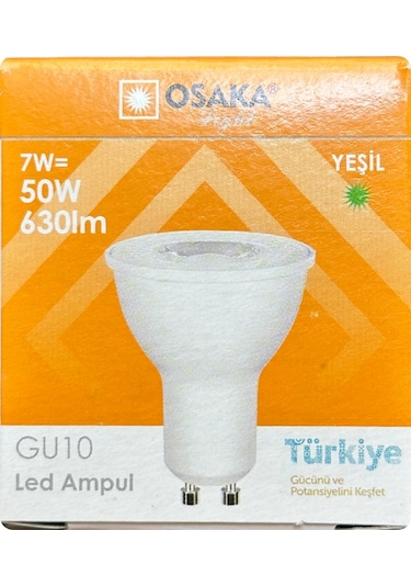10 Adet Osaka 7w Yeşil Işık Gu10 Duylu Kalın Duy Led Çanak Ampul