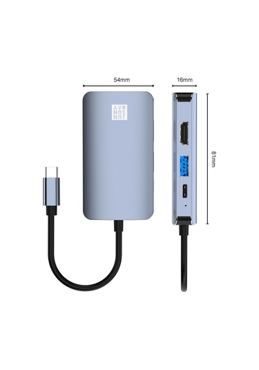 Junsunmay 6'sı 1 Arada Type-c - 4k Hdmı / Ethernet Yerleştirme İstasyonu Adaptörü Usb-c Hub Çoklu Bağlantı Noktası Dönüştürücü