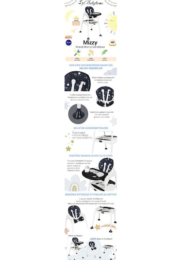 Baby Home Bh-1450 Mizzy Masalı Bebek Mama Sandalyesi