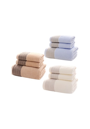 Xiyyadms "3 Parça Pamuk Havlu Seti - 1 Banyo + 2 Yüz Havlusu, Yüksek Emici, Konforlu,  Paketli" Diğer