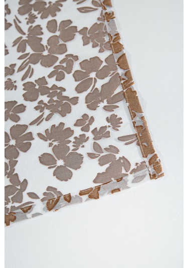 Pannello Tül Perde Beyaz Kahve 140x295 Kahverengi