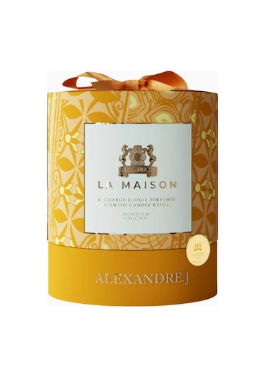 Alexandre J White Pear Mum Refill 220g, Armut Ve Misk Notalı Yedek Mum Siyah
