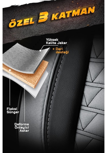 Panda Venedik Serisi Jakar Kumaş Oto Koltuk Kılıfı - Tam Set