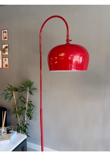 Kırmızı Lambader Hareketli Başlık Modern Dekoratif Metal Oturma Odası Çalışma Odası Zemin Lambası 6940 Kırmızı