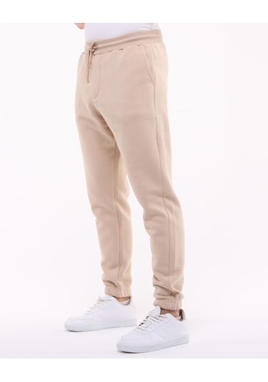 Bella Dossi Erkek Rahat Slim Fit Kalın Kumaş Spor Eşofman Altı Bej