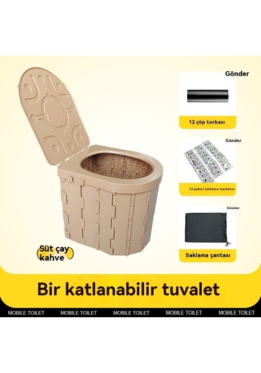 Açık Kamp Taşınabilir Katlanabilir Tuvalet Haki