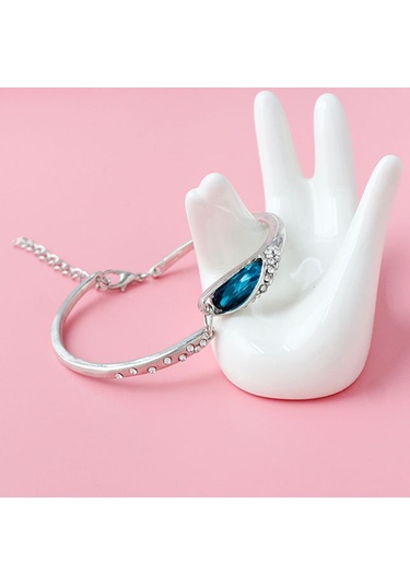 Xindoker Kadınlar İçin Mavi Kelebek Desenli Üçlü Takı Seti - Kolye, Bilezik Ve Küpe - Alli Yum Ve Kristal - Özel Günler İçin Zengin Görünüm