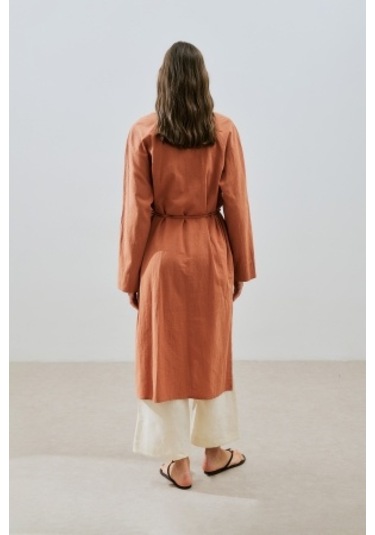 Dokulu Düğmeli Uzun Tunik Tarçın Tarçın