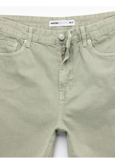 Koton Normal Bel Pamuklu Cep Detaylı Bermuda Loose Fit Jean Şort Haki 5sam40121nd Haki
