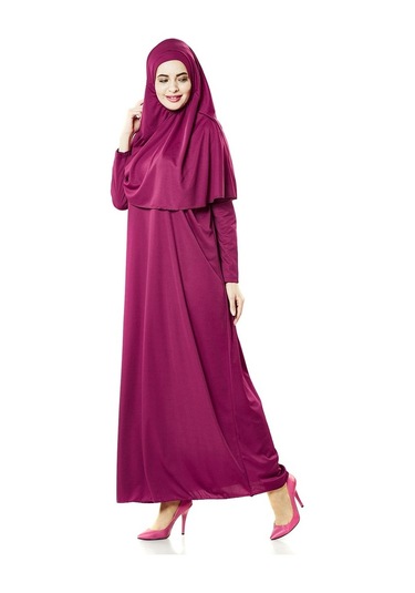 Tek Parça Namaz Elbisesi - Seccade - Tesbih - Ibadet Seti - Fuşya