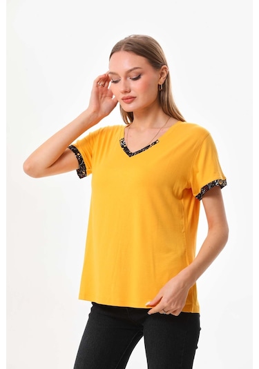 Sistas Kadın V Yaka Kısa Kol Bluz 23152 Sarı