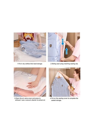 Honeybeeshop 8 Farklı Tarz 8li Asılı Vakum Depolama Çantası Giysi Ceket Takım Elbise Gardırop Düzenleyici Seyahat 4 Uzun 4 Kısa Beyaz Şeffaf
