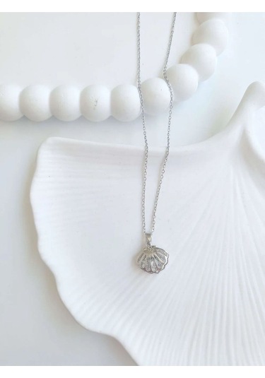 Çelik Silver Istiridye Kadın Kolye Sevgiliye Hediye Gümüş