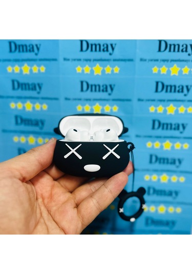 Apple Airpods Pro 3. Nesil 2025 Uyumlu Figürlü Silikon Kılıf Anahtarlıklı Kılıf Beyaz