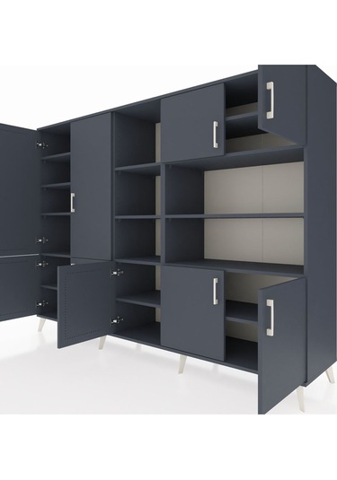 Hyperion Dolap 14 Raflı 9 Kapaklı 220x44x163 Antrasit-antrasit Antrasit-antrasit