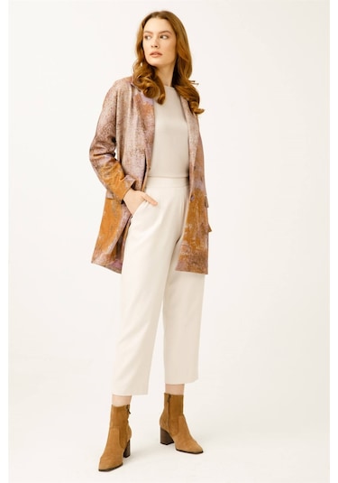 Özel Desenli Keçe Ceket Kaban Lila-lila Lila