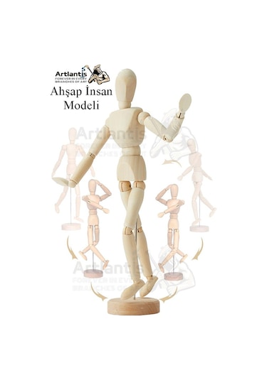 Ahşap İnsan Modeli 30 Cm A3 29,7 X 42 Cm Eskiz Defteri Dereceli Karakalem Seti Dağıtma Kalemi Hamur Silgi Kalemtraş