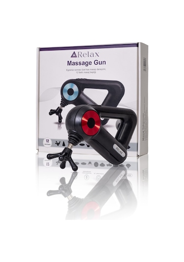 12 Başlıklı Vurmalı Masaj Tabancası Spor Sonrası Titreşimli Masaj Aleti Siyah