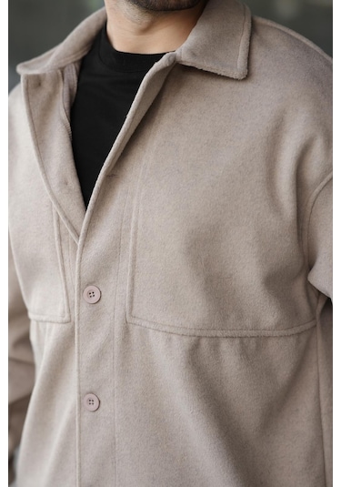 Taş Rengi Kaşe Gömlek Ceket E6765 Taş Rengi