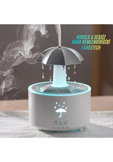 Şemsiye Tasarımlı Rgb Işıklı Aroma Difüzör & Nemlendirici Dönen Su Efektli - Oda Kokulu