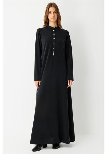 Oysh Kumaş Elbise Siyah Siyah