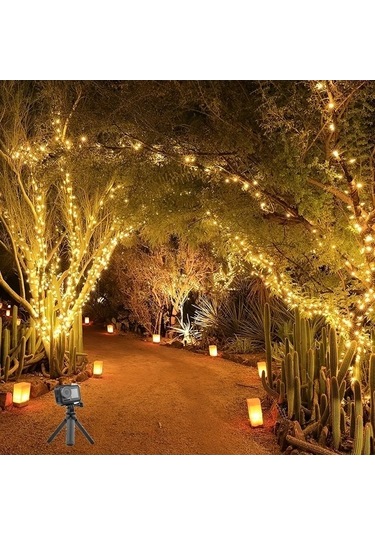 Fastbuy Turcoshop11 2 Adet 50 Led 16ft Pil İle Çalışan 8 Modlu Ipx6 Su Geçirmez Bahçe Aydınlatma Beyaz Beyaz