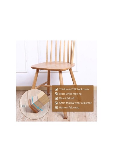 Fortunelane 8 Adet Büyük Boy Kahverengi Kare Ayak Koruması - Sessiz Kaydırmalı, Dayanıklı Tpe + Felt Ped