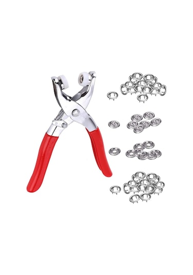El Pres Pensesi Metal Çıtçıtlı Pense Perçin Atma Pensesi Ve Düğme Seti 25 Set