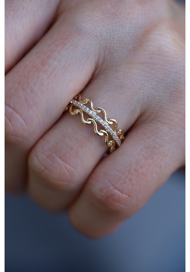 Yenigün Kuyumculuk 14 Ayar Altın Taşlı Su Dalgası Model Yüzük Yzk26433