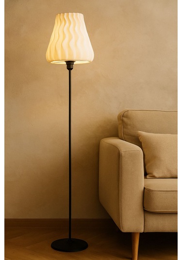 Soft Model Modern Salon / Oturma Odası Ahşap Ayaklı Lambader Siyah