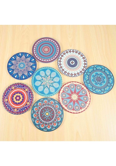 İçecekler İçin Bardak Altlıkları, Ahşap Masa İçin 8 Adet Emici Taş Bardak Altlıkları Çok Renkli