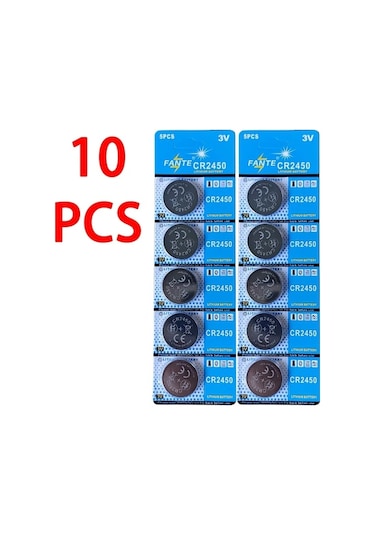 Meridiangoods 10 Adet Cr2450 3v Lityum Pil Anahtarlık Kumandası Yüksek Kapasite 600mah