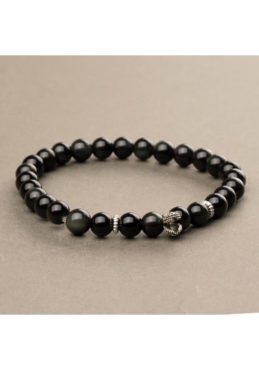 Obsidyen Doğal Taş Bileklik 6 Mm Zihin Zırhı Renkli