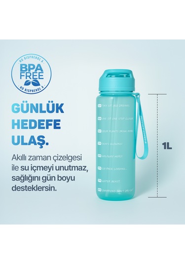 Roxform 1100 Ml Mavi Premium Suluk Matara Bpa & Bps İçermez, Kılıflı Ve Sızdırmaz Mavi