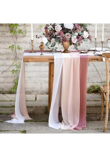 Novahub Düğün Kemeri Şifon Masa Örtüsü, Şampanya Renk, Hafif Kumaş, Çardak Perde, Dekoratif Örtü, Mutfak Ve Resepsiyon Dekoru Şampanya