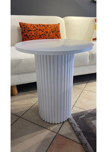 Most Bohem Orta Sehpa 2'li Set %100 Ahşap 85 Cm. Çap Beyaz