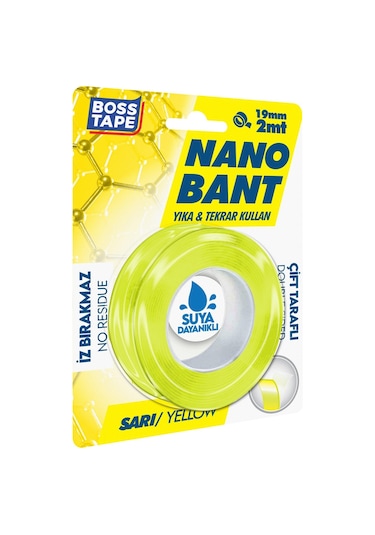 2 Metre Çok Güçlü Çift Taraflı Nano Bant Sarı