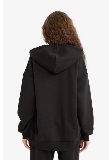 Defacto Oversize Geniş Kalıp Kapüşonlu Fermuarlı Sweatshirt V4233az25wnbk81 Siyah