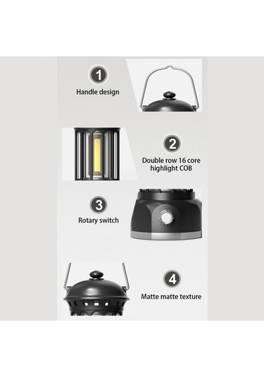 Şarj Edilebilir Cob Kamp Işığı Retro Tarzı Çadır Asma Işık Fener Lambası Yürüyüş Akşam Partisi Için Boyut: L - Kırmızı