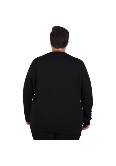 Starbattal Büyük Beden Bisiklet Yaka Sweat Double Face 25707 Sıyah Siyah