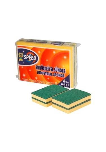 Speed Endüstriyel Bulaşık Süngeri 4 Adet Sarı