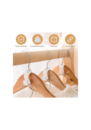 Beyaz 50 Adet Elbise Askısı Genişletici Klipler Uzay Tasarrufu Konektörü Kanca Basamaklı Askılar Kanca Ev Dolap Depolama Raf Organizasyonu 10 Beyaz