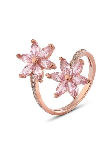 Zanaatsilver 925 Ayar Gümüş Pembe Taşlı Rose Nilüfer Kamelya Çiçeği