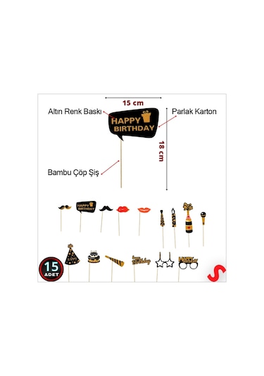 Happy Birthday Konuşma Balonu Seti, 15 Parça 0-99