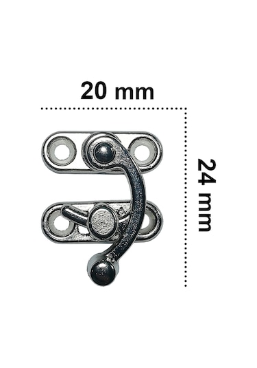 Küçük Yay Gözü Kancalı Kilit Nikel 10 adet Kutu Sandık ve Kapak Klipsi 20x24 mm