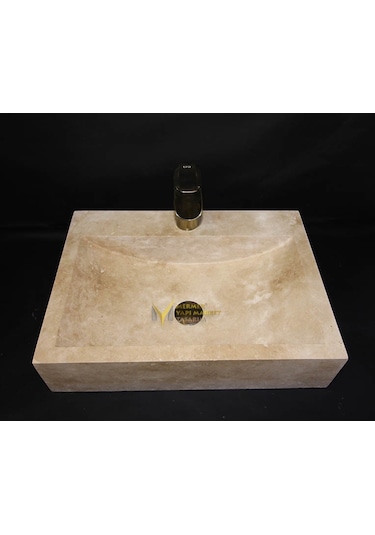 Traverten Dikdörtgen Batarya Çıkışlı Lavabo