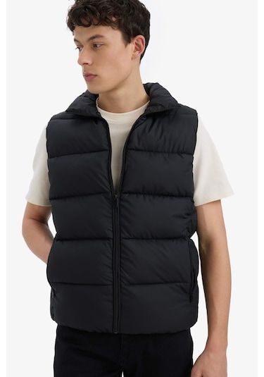 Defacto Slim Fit Dar Kesim Dik Yaka Fermuarlı Astarlı Su Geçirmez Şişme Yelek C5630ax25aubk27 Siyah