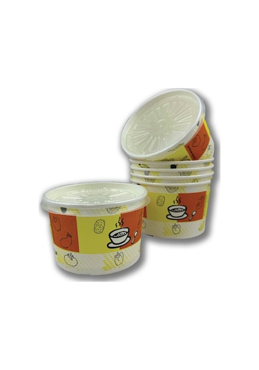 Kağıt-karton Çorba Kâsesi 16 Oz Şeffaf Kapaklı 50 Adet