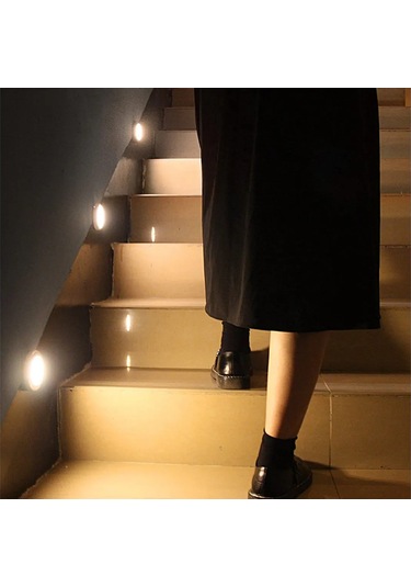 Youtek 3'lü Otomatik Led Işık, Optik Sensörlü Pilli Gece Lambası, Duvarüstü, Merdiven, Ev Kullanıma Uygun Beyaz/gümüş